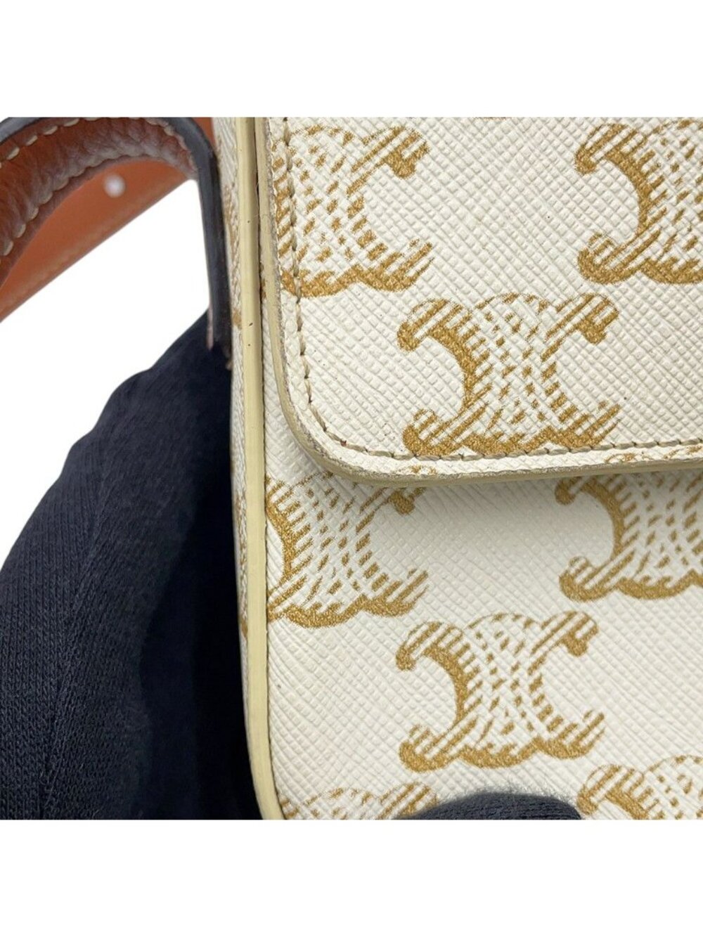 Celine Shoulder Bag Triomphe Claude Calfskin White - Picture 8 of 10